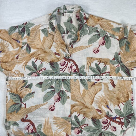 Anne Pinkerton Hawaiian Button Up Muted Tropical Botanical Aves Women's Size 6 - Picture 13 of 13